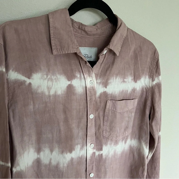 Rails Ingrid Raw Shirt Mauve White Waves Casual Women’s Small - Picture 4 of 13